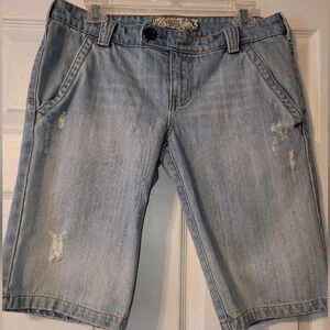 FOSSIL 2006 Jorts Jean Shorts Size 8 Light Blue Wash Distressing Y2K‎